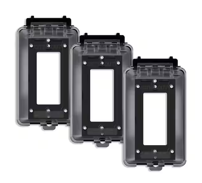 1-Gang Decorator Extra Duty Weatherproof Outlet Cover, Polycarbonate, Clear (3-Pack) - 91009459554