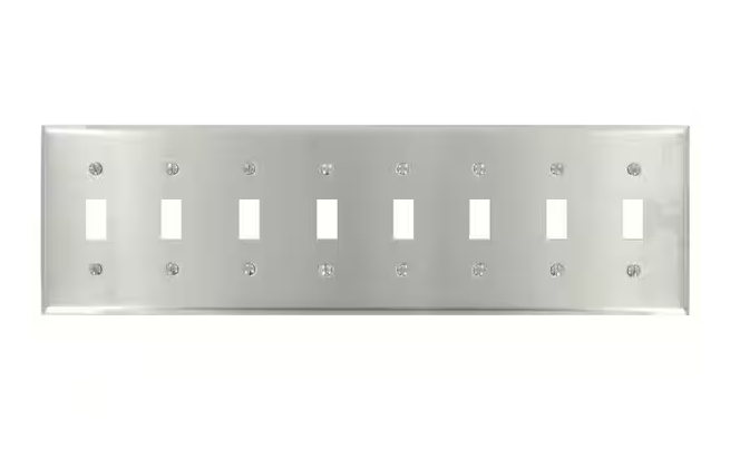 Stainless Steel 8-Gang Toggle Wall Plate (1-Pack)