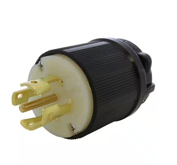 NEMA L22-30P 30A 3-Phase Y 277-Volt/480-Volt 5-Prong Locking Male Plug in Black with UL, C-UL Approval - 91007935515