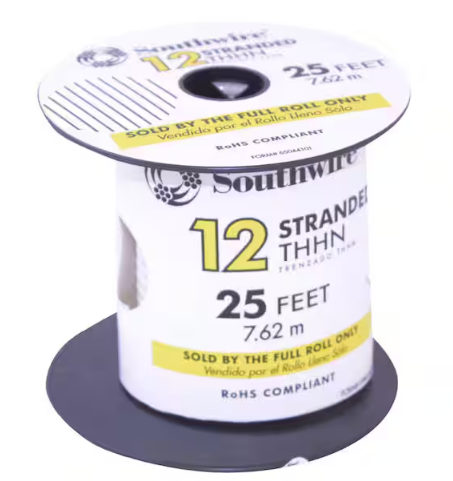 25 ft. 12 White Stranded CU THHN Wire - 9201005