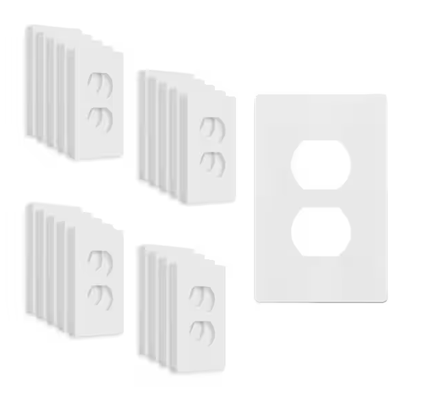 1-Gang White Duplex Outlet Plastic Screwless Wall Plate (20-Pack) - 91010413760