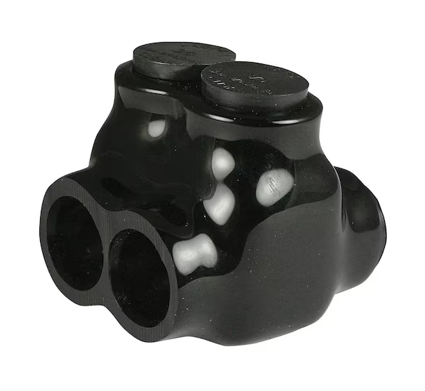 6 - 3/0 AWG 600-Volt 2-Ports Multi Tap Connector, Insulated Dual Sided, Black - 91004501580