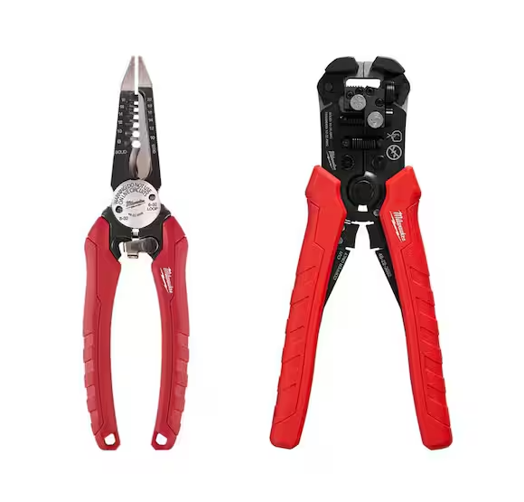 7.75 in. Combination Electricians 6-in-1 Wire Strippers Pliers with Self-Adjusting Wire Stripper and Cutter (2-Piece)