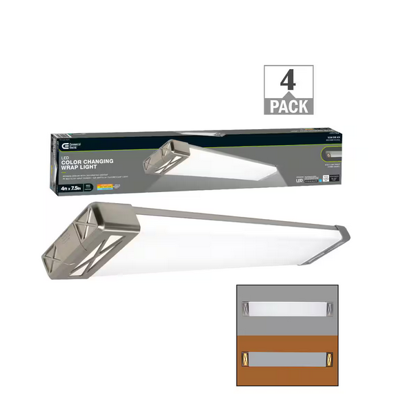4 ft. Brushed Nickel Big X End Caps 5250 Lumens Integrated LED Wraparound Light Adjustable CCT (4-Pack) - 91009945757