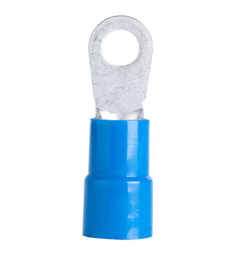 6 AWG 3/8 in. Vinyl-Insulated Ring Terminals, Blue (4-Pack) - 9373332