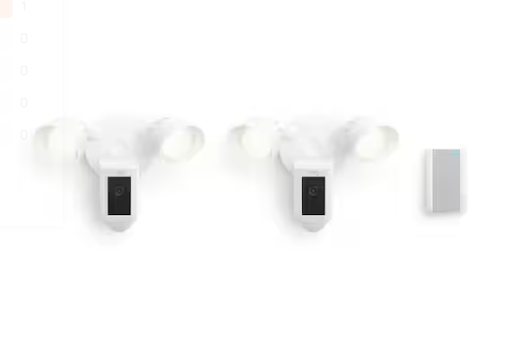 Floodlight Cam Wired Plus Outdoor White Security Standard Surveillance Camera 2-Pack with Chime Pro - 91009474171
