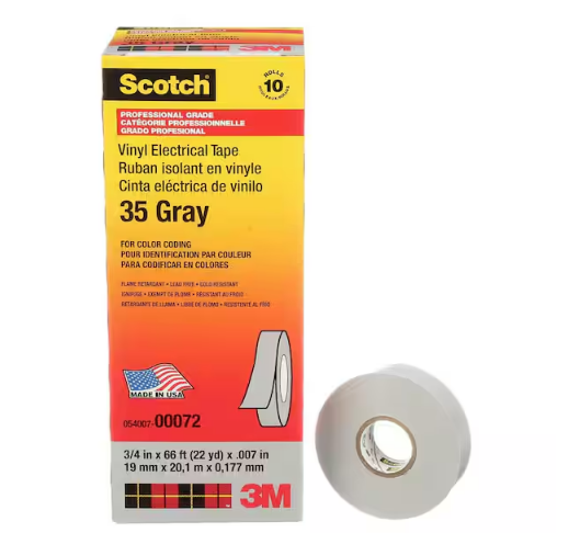 3/4 in. x 66 ft. Gray Vinyl Electrical Color Coding Tape