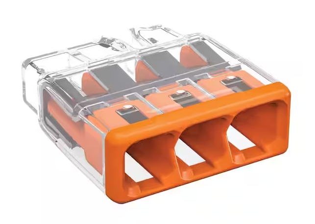 2773 Series 3-Port Push-in Wire Connector for Junction Boxes, Electrical Connector with Orange Cover, (100-Pack) - 91011134483