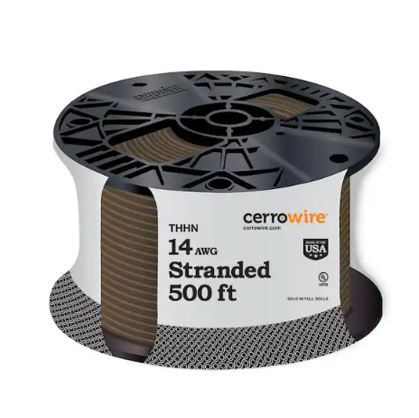 500 ft. 14 Gauge Brown Stranded Copper THHN Wire - 9588104