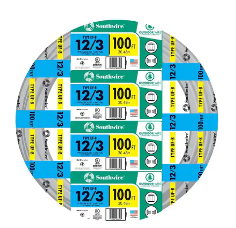 100 ft. 12/3 Gray Solid CU UF-B W/G Wire - 9212281