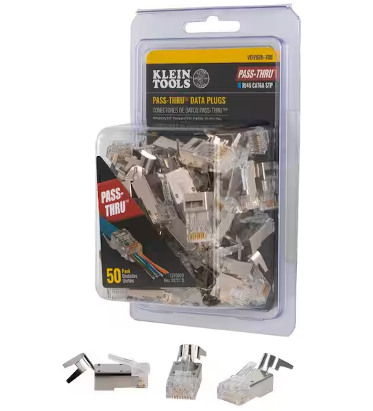 Pass-Thru Modular Data Plugs, RJ45-CAT6A, Shielded (STP), (50-Pack) - 91006728285
