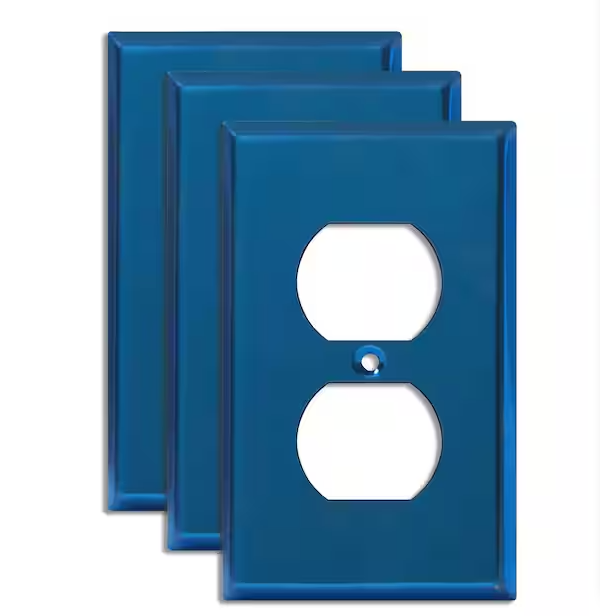 Blue 1-Gang Duplex Stainless Steel Metal Wall Plate (3-Pack) - 91009519647