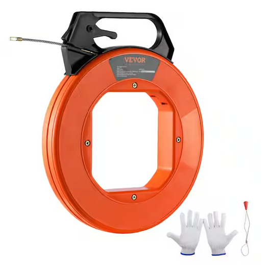 Fish Tape 125 ft. 3/16 in. PET Wire Puller Wire Fishing Tool with Handle for Wall Electrical Conduit, Non-Conductive - 91010534782