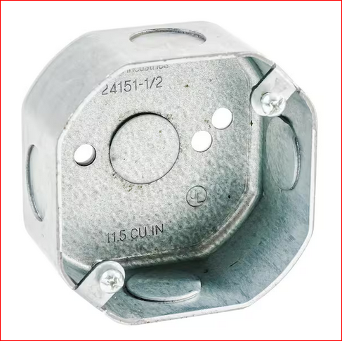 3-1/2 in. W x 1-1/2 in. D Steel Metallic Drawn Octagon Box with Five 1/2 in. KO's, 1-Pack - 91009220918
