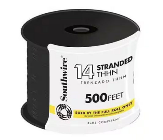 500 ft. 14-Gauge Black Stranded CU THHN Wire - 9320153