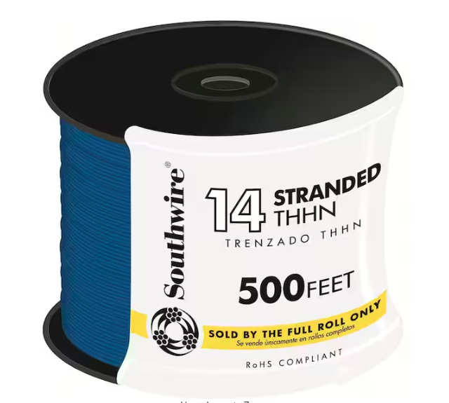 500 ft. 14-Gauge Blue Stranded CU THHN Wire - 9751519