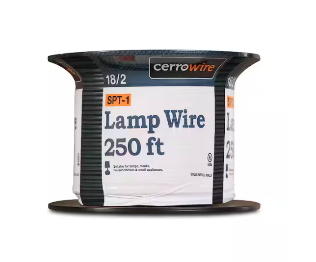 250 ft. 18/2 Black Stranded Copper Lamp Wire - 9278130