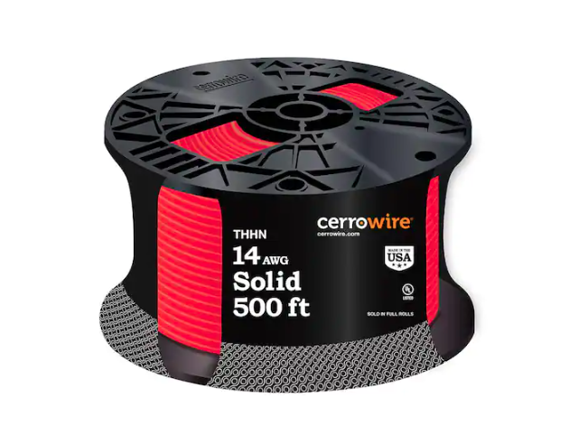 500 ft. 14 Gauge Red Solid Copper THHN Wire - 9866261