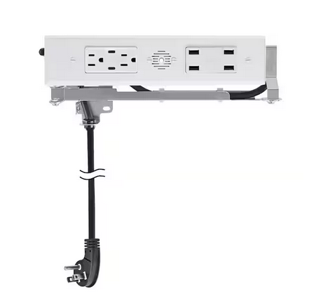 Blade Duo In-Drawer 15 Amp Indoor 5-15 Surface Mount Single Outlet with 2 AC Outlets 2 USB-C (PD) 4 USB-A, White - 91009870848