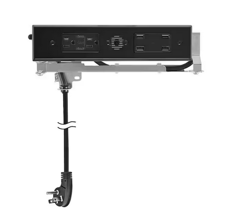 Blade Duo In-Drawer 15 Amp Indoor 5-15 Surface Mount Single Outlet with 2 AC Outlets 2 USB-C (PD) 4 USB-A, Black - 91009870850