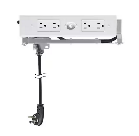 Blade Duo In-Drawer 15 Amp Indoor 5-15 Surface Mount Single Outlet with 4 AC Outlets, White - 91009870852