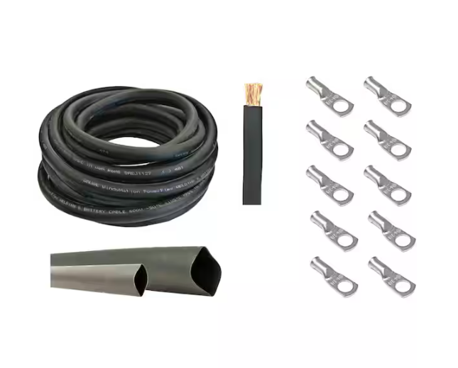 6-Gauge 25 ft. Black Welding Cable Kit Includes 10-Pieces of Cable Lugs and 3 ft. Heat Shrink Tubing - 91007487942