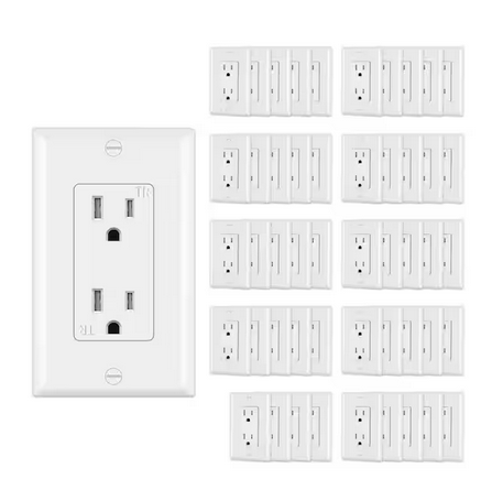 15 Amp 125-Volt Tamper Trsistant Wall Receptacle Outlet, Gloss White (50-Pack) - 91011983629
