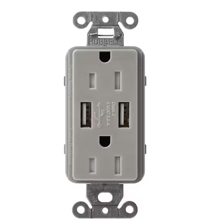 Claro 15 Amp USB Duplex Outlet, Cobblestone (SCR-15-UBTR-CS) - 91009500333