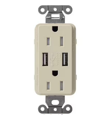 Claro 15 Amp USB Duplex Outlet, Clay (SCR-15-UBTR-CY) - 91009501138
