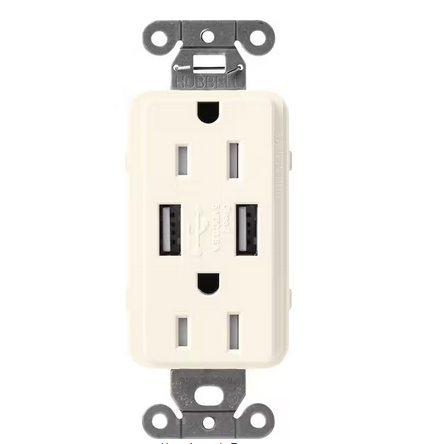 Claro 15 Amp USB Duplex Outlet, Biscuit (SCR-15-UBTR-BI) - 91009501837