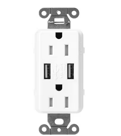 Claro 15 Amp USB Duplex Outlet, Brilliant White (SCR-15-UBTR-BW) - 91009500426