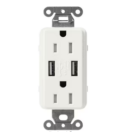 Claro 15 Amp USB Duplex Outlet, Architectural White (SCR-15-UBTR-RW) - 91009501132