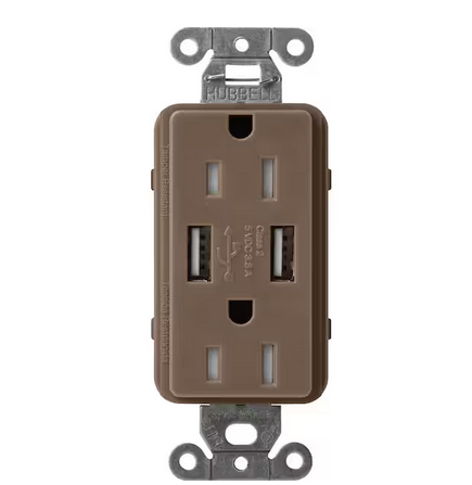 Claro 15 Amp USB Duplex Outlet, Espresso (SCR-15-UBTR-EP) - 91009500427