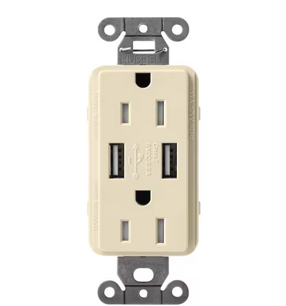 Claro 15 Amp USB Duplex Outlet, Sand (SCR-15-UBTR-SD) - 91009501161