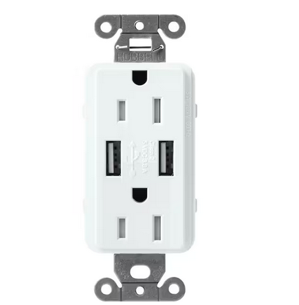 Claro 15 Amp USB Duplex Outlet, Glacier White (SCR-15-UBTR-GL) - 91009500334