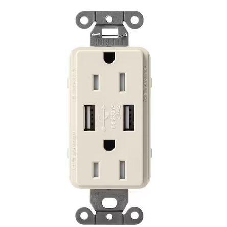 Claro 15 Amp USB Duplex Outlet, Pumice (SCR-15-UBTR-PM) - 91009500332
