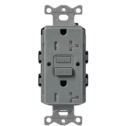 Claro 20-Amp Tamper Resistant Duplex Receptacle, Slate (SCR-20-GFST-SL) - 91009579682