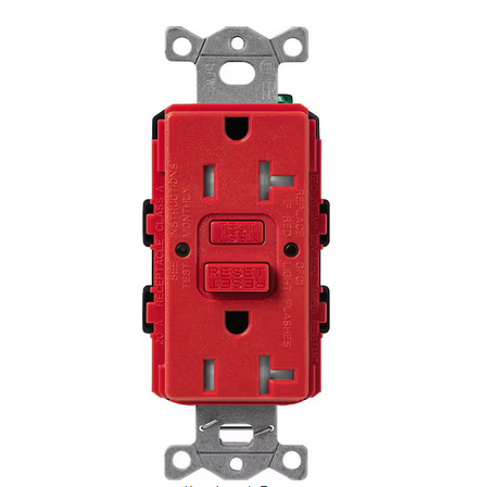 Claro 20-Amp Tamper Resistant Duplex Receptacle, Signal Red (SCR-20-GFST-SR) - 91009577334