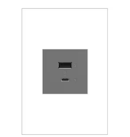adorne 6.0 Amp Ultra-Fast USB Type A/C Duplex Outlet, Magnesium - 91006008052