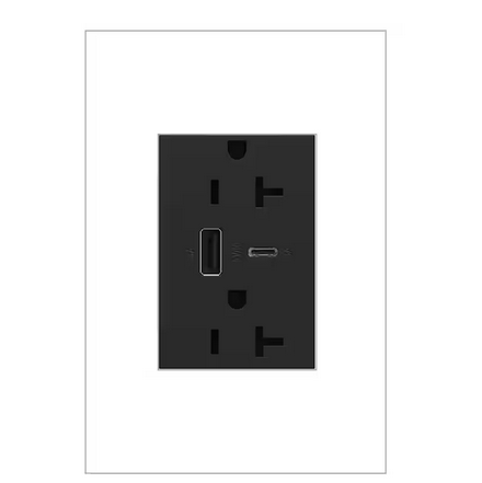 adorne 20 Amp 120-Volt Duplex Outlet with 6.0 Amp Type A/C USB, Graphite - 91006008071