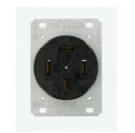 60 Amp 120/208-Volt Flush Mounting Non-Grounding Outlet, Black