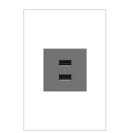 adorne 6.0 Amp Ultra-Fast USB Type A/A Duplex Outlet, Magnesium - 91006008047