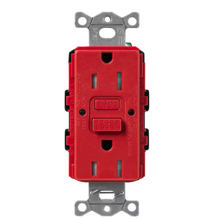 Claro 15-Amp Tamper Resistant Duplex Receptacle, Signal Red (SCR-15-GFST-SR) - 91009501570