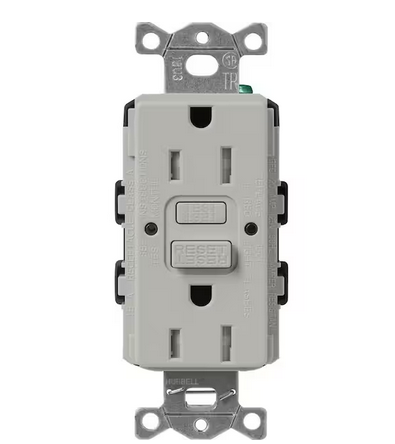 Claro 15-Amp Tamper Resistant Duplex Receptacle, Pebble (SCR-15-GFST-PB) - 91009501818