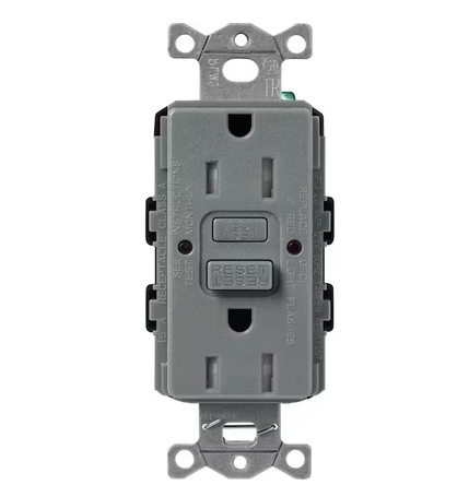 Claro 15-Amp Tamper Resistant Duplex Receptacle, Slate (SCR-15-GFST-SL) - 91009500424