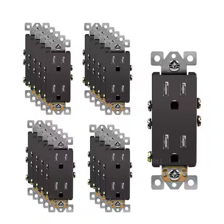 15 Amp Decorator Duplex Outlet Receptacle, Tamper Resistant, Dark Bronze (20-Pack) - 91010024605
