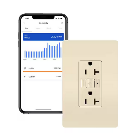 radiant with Netatmo 20 Amp Decorator Duplex Smart Outlet, Light Almond - 91006772891
