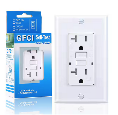 20 Amp 125-Volt Self-Test Tamper Resistant GFCI Duplex Outlet White 1-Pack (GFITR-20A) - 91011185879