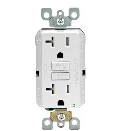 20 Amp 125-Volt Duplex SmarTest Self-Test SmartlockPro Tamper Resistant GFCI Outlet, White (4-Pack) - 91003410730