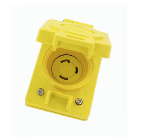 30 Amp 125-Volt Wetguard Flush Mounting Locking Grounding Outlet with Cover, Yellow